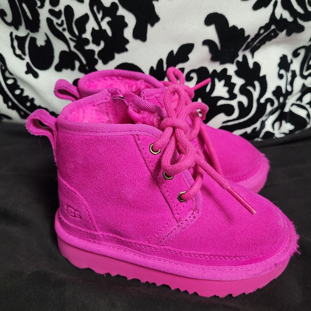 UGG Kids Fuchsia Lace-Up Boots